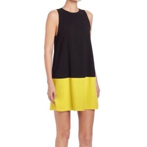 Alice + Olivia Dorma Dress Black Lemon Yellow Sleeveless Sheath Mini LBD